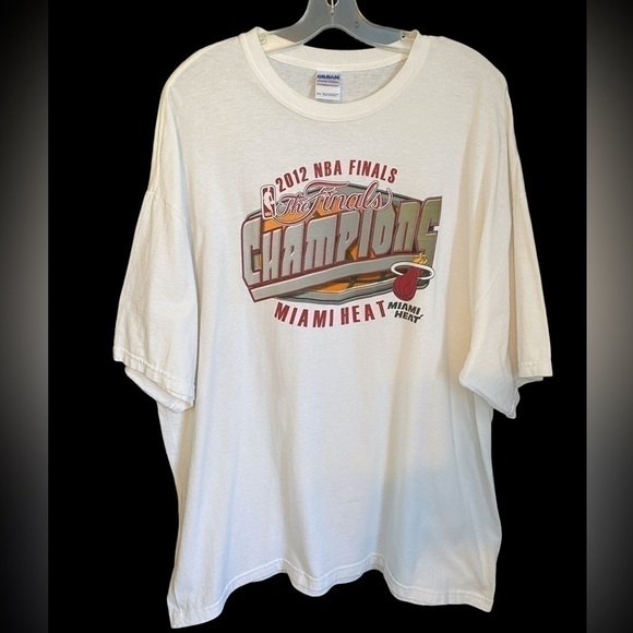 NWOT 2012  NBA Finals White Miami Heat Finals Champion T Shirt Adult 2XLG - Picture 1 of 9